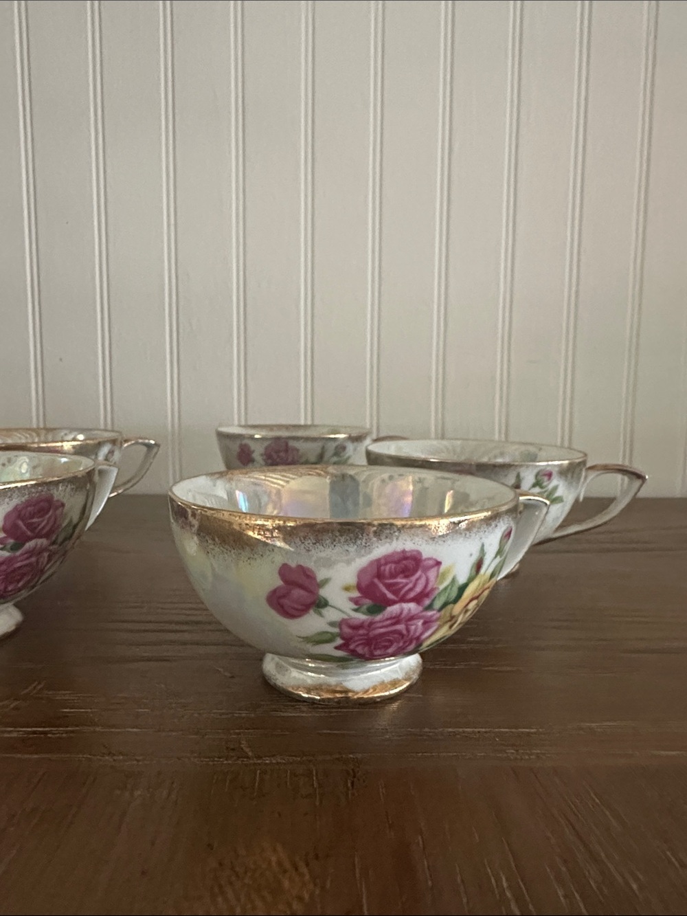 Vintage Floral Porcelain Tea Cup - Pink Rose with Gold Trim